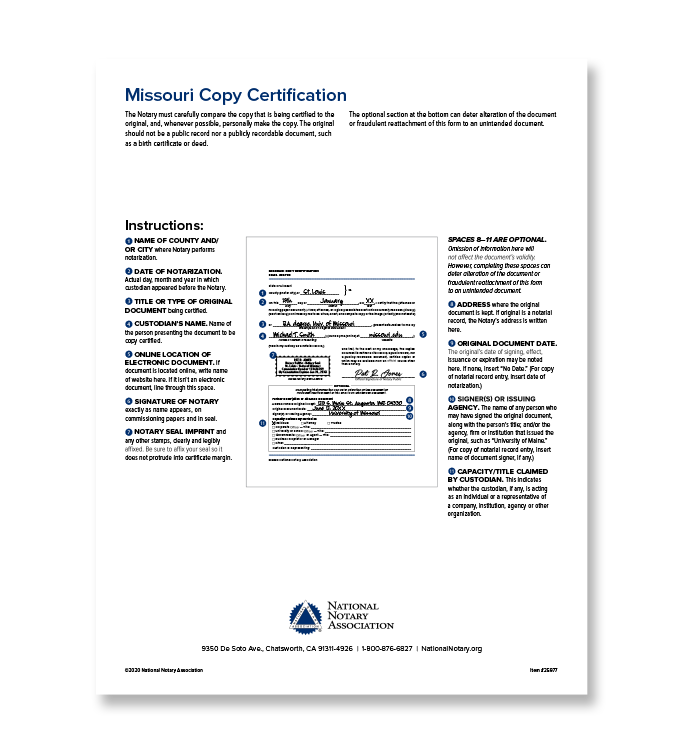 Missouri Copy Certification