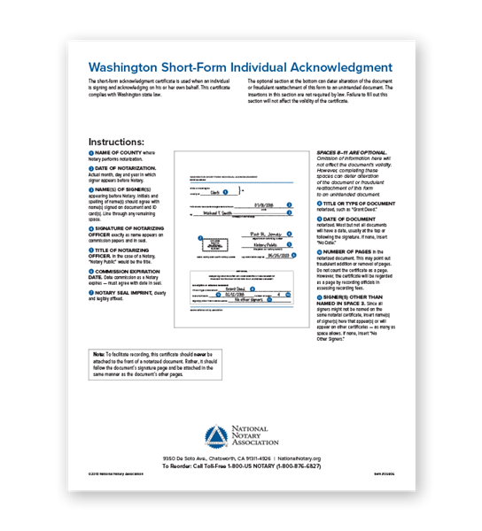 Washington Individual Acknowledgment