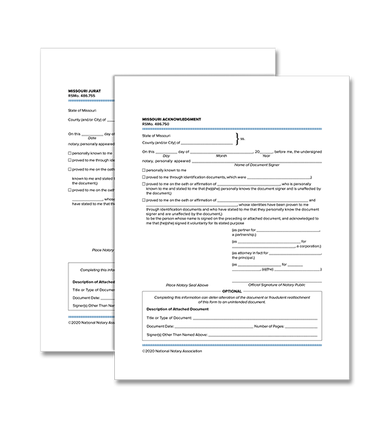 Missouri Acknowledgment and Jurat Certificate Bundle