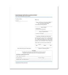 Texas Ordinary Certificate of Acknowledgment