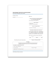 Texas Ordinary Certificate of Acknowledgment