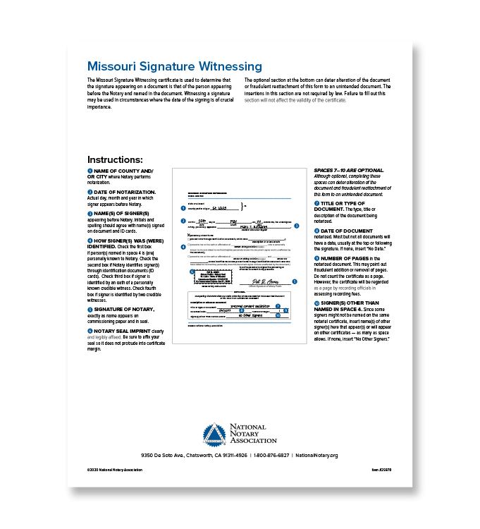 Missouri Signature Witnessing NNA