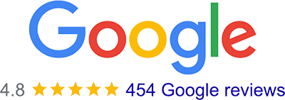 Google logo, 4.8 stars, 454 reviews