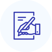 icon of a hand writing with a pen on an exam