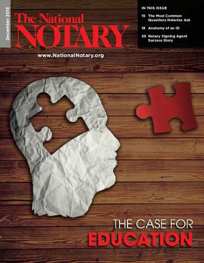 National Notary Magazine Cover December 2015