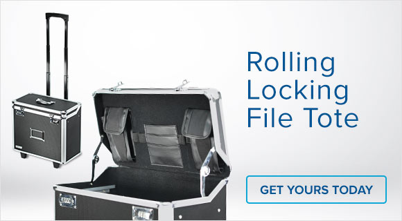 Mobile ad for Rolling Locking File Tote