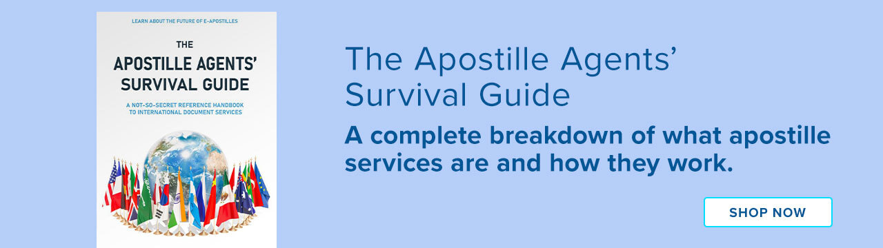 Desktop ad for The Apostille Agents' Survival Guide