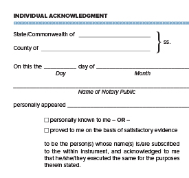 Individual Acknowledgement Document