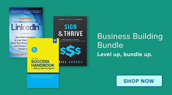 Mobile ad for a bundle of Notary business books