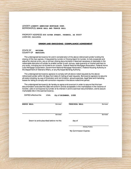 Compliance agreement document