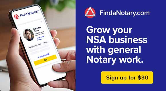 Mobile banner ad for FindaNotary.com subscription discount