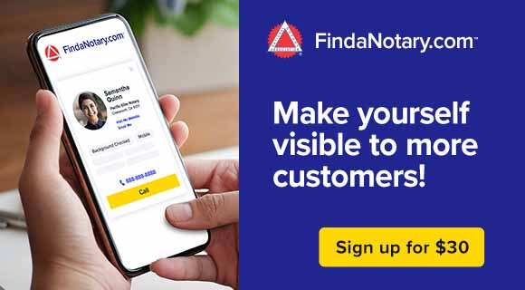 Mobile banner ad for FindaNotary.com subscription