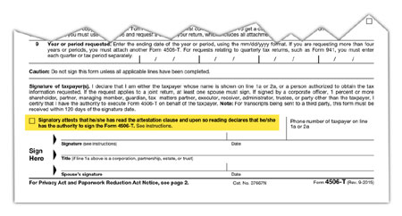 Revised Form 4506-T change