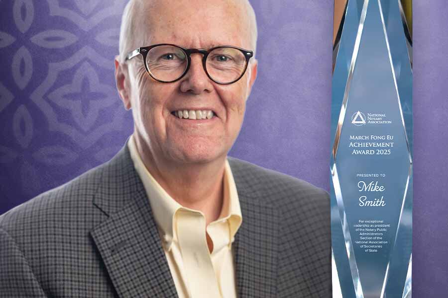 2025 March Fong Eu, Mike Smith with a crystal award