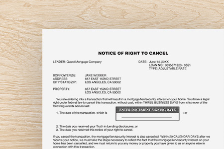 Notice Of Right To Cancel detail
