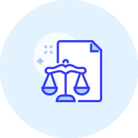 an icon showing the scales of justice and a document