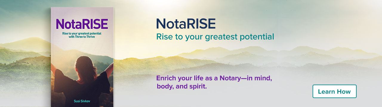 Desktop banner ad for NotaRISE book