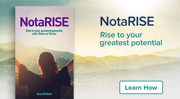 Mobile banner ad for NotaRISE book