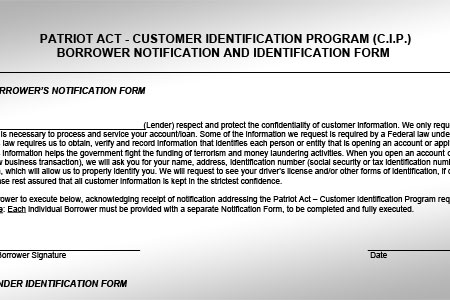 Sample USA PATRIOT Act CIP Form for Notary Signing Agents