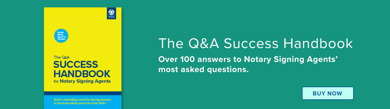 Desktop ad for The Q&A Success Handbook for Notary Signing Agents