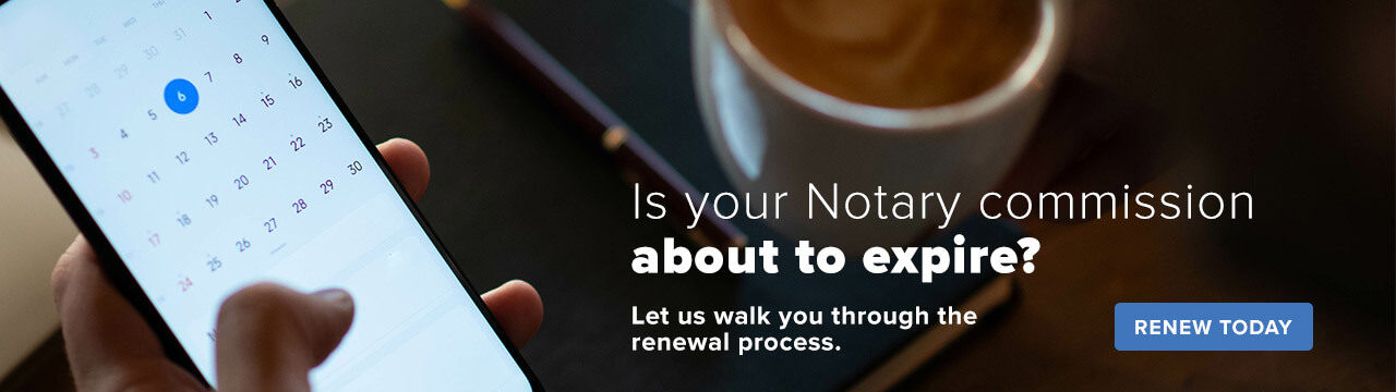 Desktop ad for renewing a Notary commission