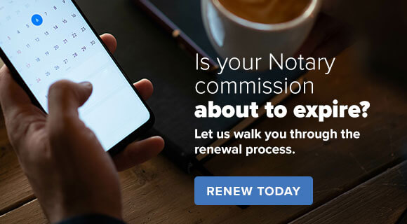 Mobile ad for renewing a Notary commission