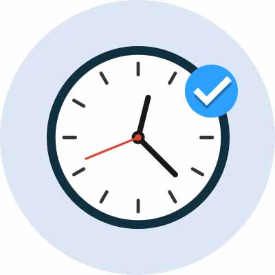 Blue checkmark on clock