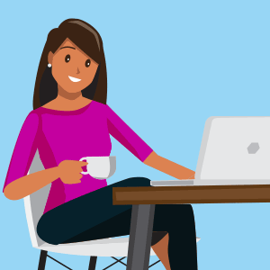 Animation of business woman completing online profile