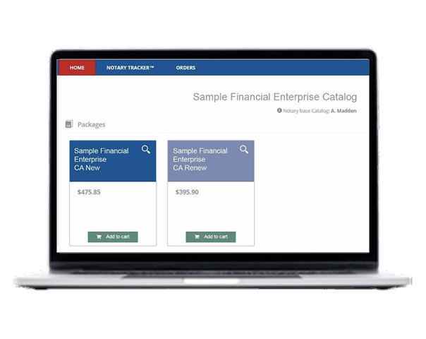 Custom online ordering portal screen