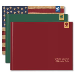 a stack of three notary journals
