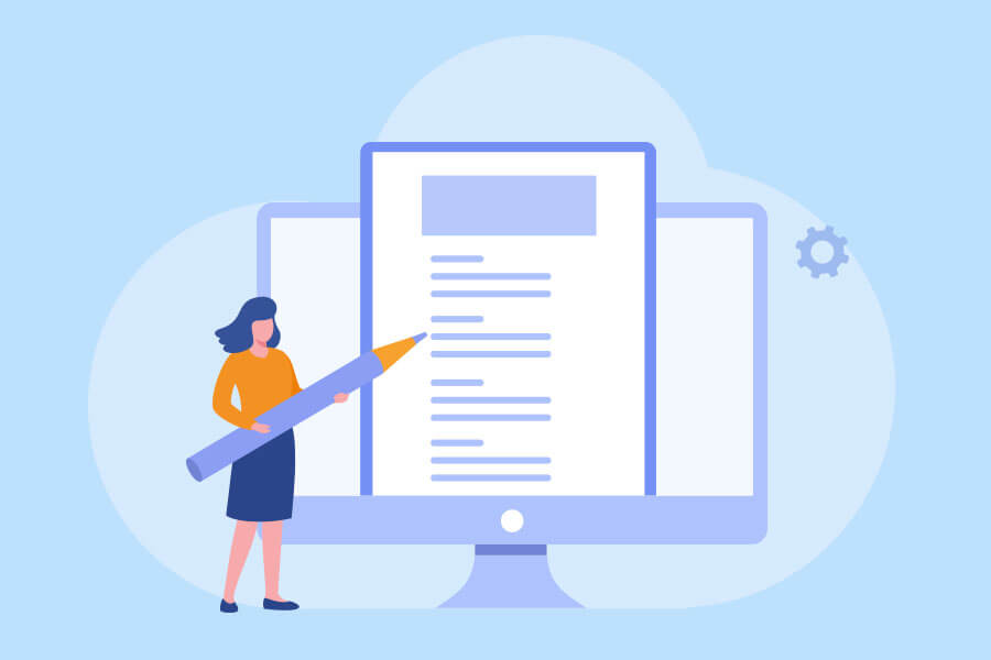 Illustration of a woman with an invoice