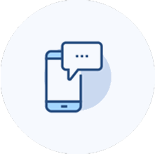 icon of a mobile phone with a chat bubble