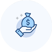 icon of a hand holding a bag of money