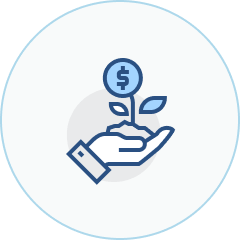 icon of a hand holding a small money plant