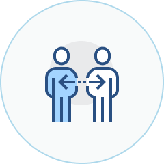 icon of two figures connected with arrows