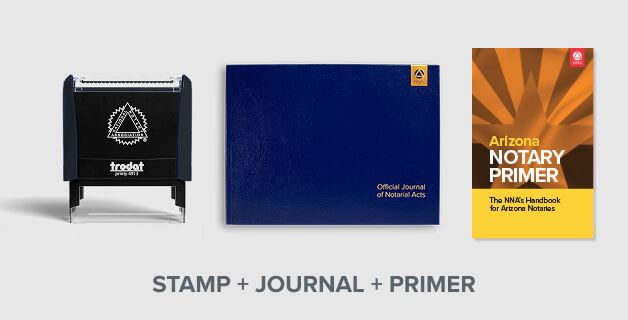 a notary stamp, journal and Arizona primer