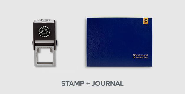 a notary stamp and journal