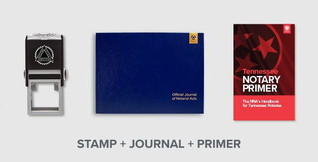 a notary stamp, journal and Tennessee  primer