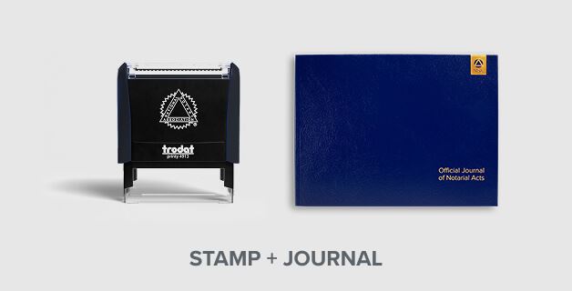 a notary stamp and journal