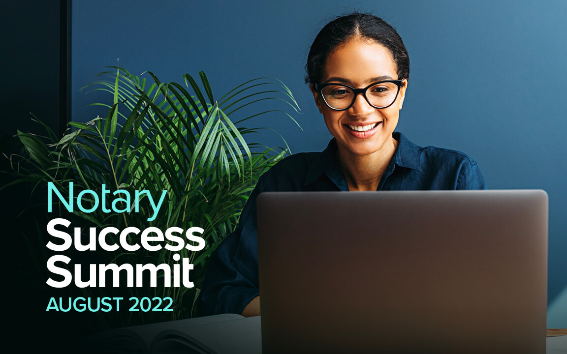 Woman watching the Success Summit on her laptop with August 2022 Success Summit Logo