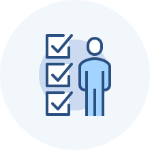 icon of a person with checkboxes on the left side