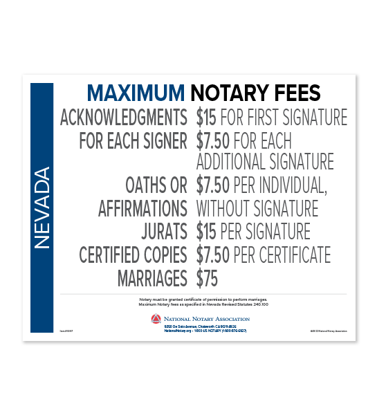 Nevada Fee Schedule & Frame | NNA